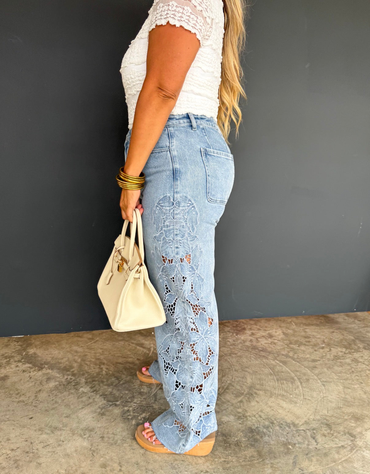 Floral Charm Wide Leg Jeans