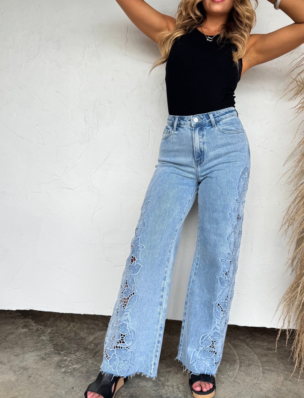 Floral Charm Wide Leg Jeans