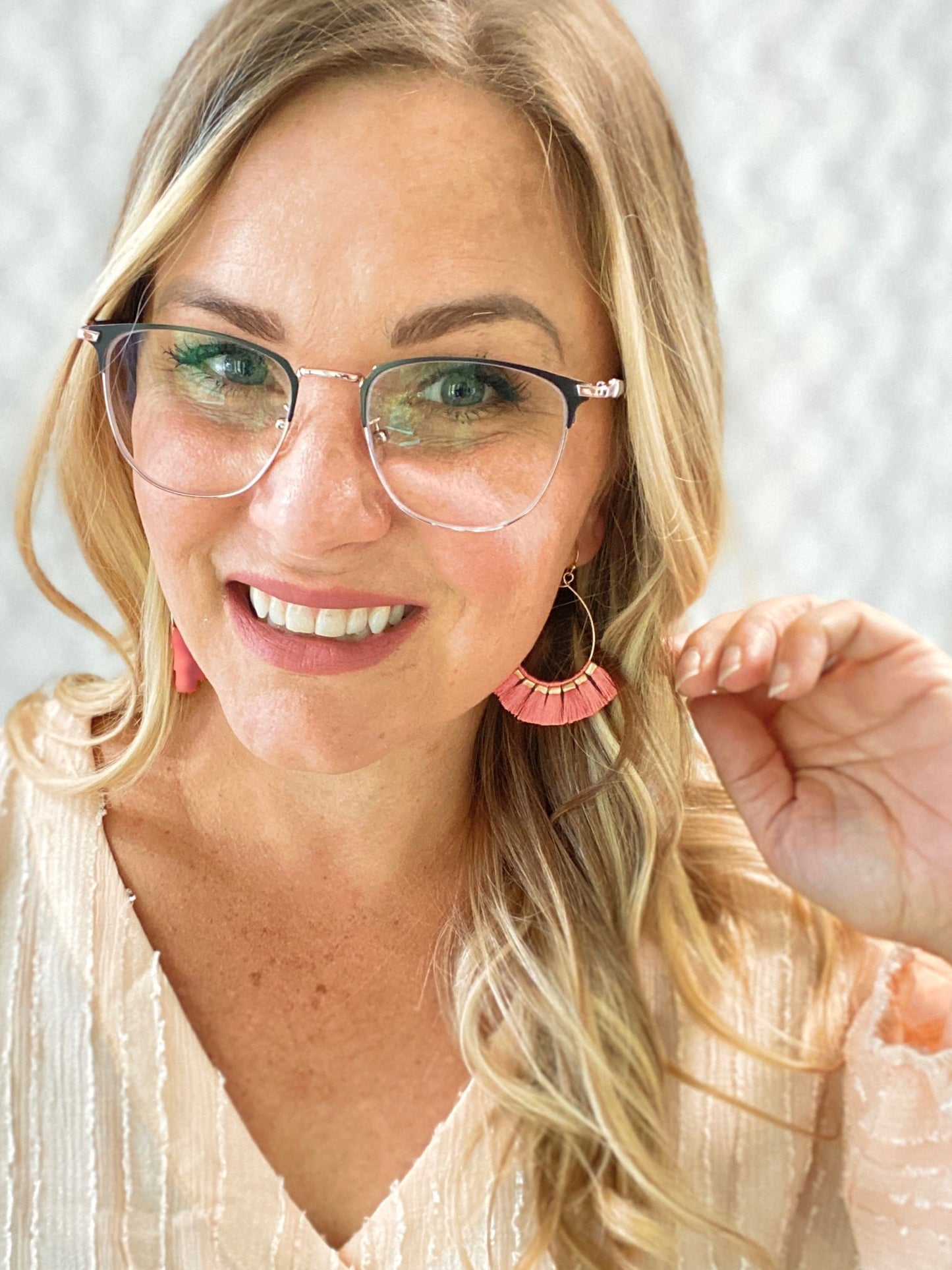 Just a Tassel Coral Earrings