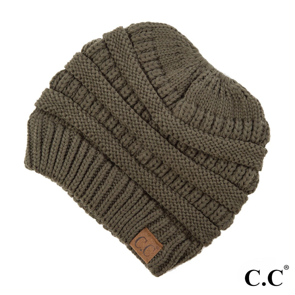 CC Solid Ribbed Pony Tail Hat