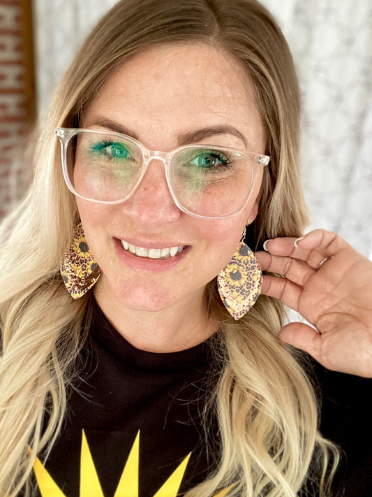 Sunflower and Leopard Earrings