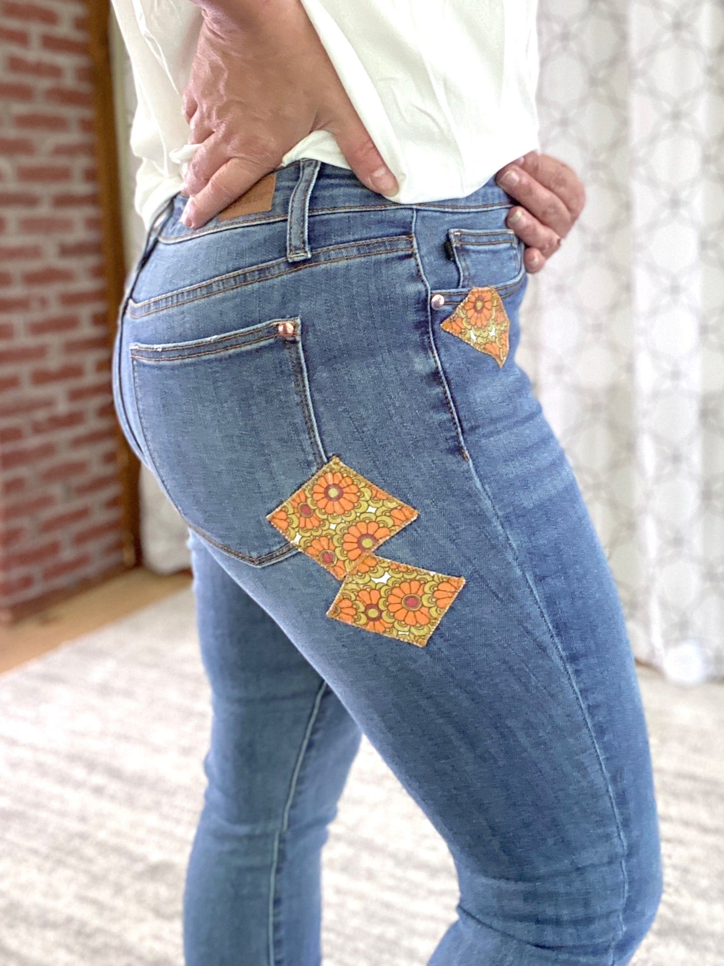 Retro Vibes Judy Blue Patch Skinny Jeans