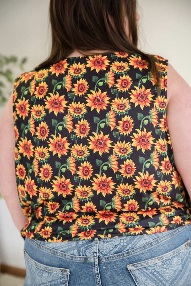 Seeking Sunflowers Lace Tank