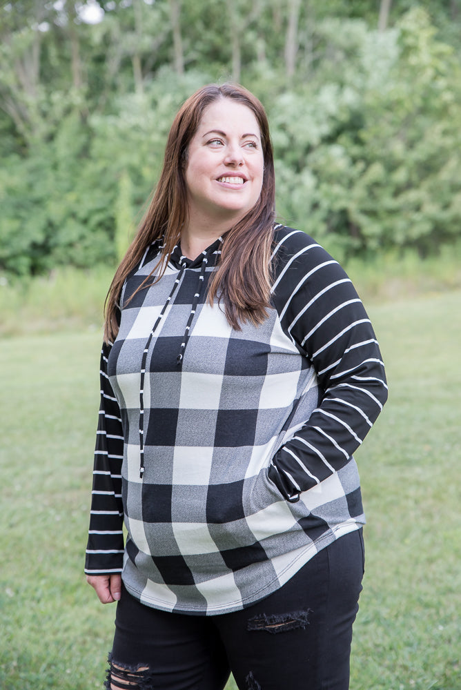 Fabulous in White Plaid Hoodie