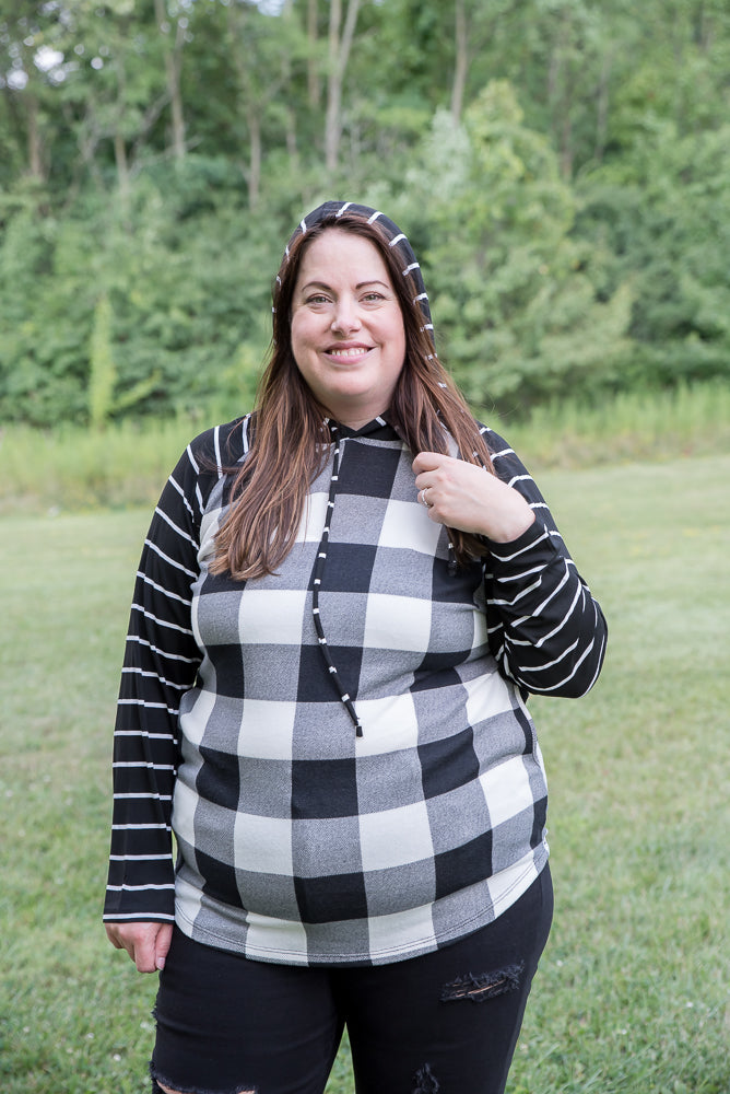 Fabulous in White Plaid Hoodie