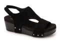 Corkys Refreshing in Black Suede Croc