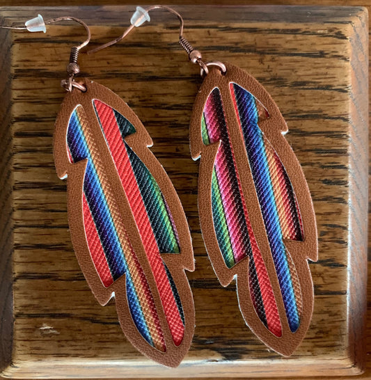 Aztec Cutout Faux Leather Earrings