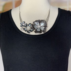 Enamel Crystal Flower Statement Necklace