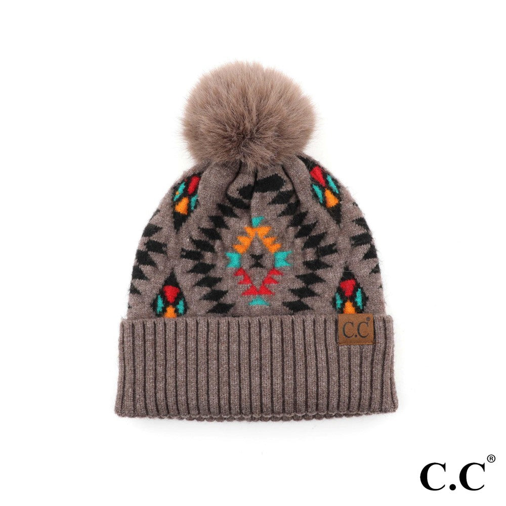 CC Aztec Pattern Pom Hat