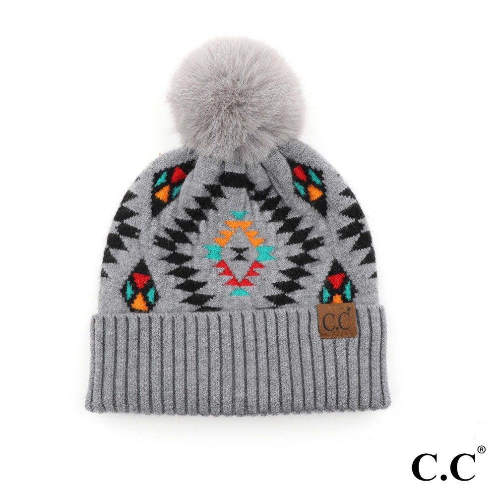 CC Aztec Pattern Pom Hat