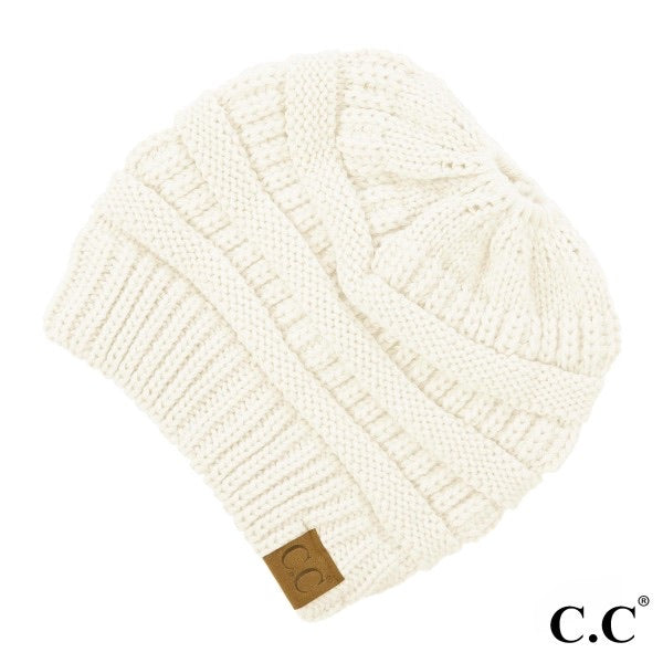 CC Solid Ribbed Pony Tail Hat