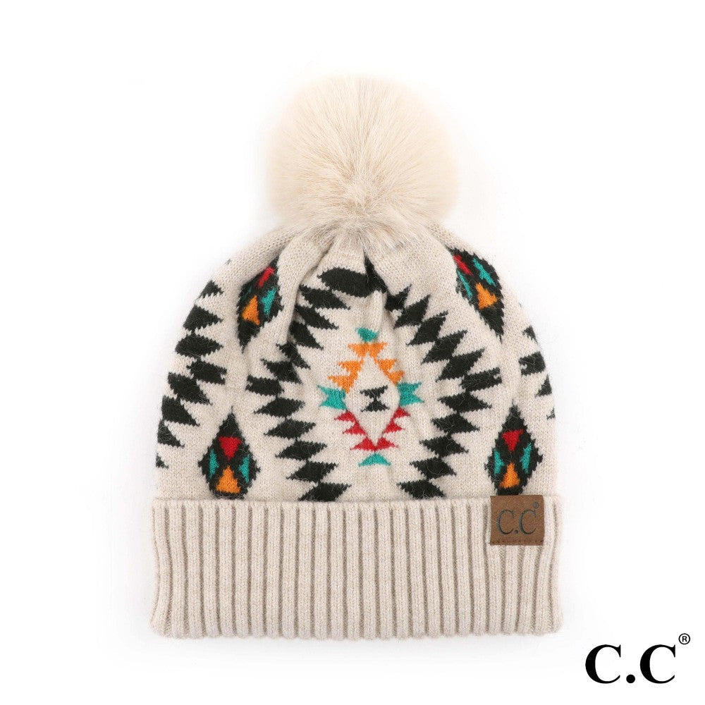 CC Aztec Pattern Pom Hat