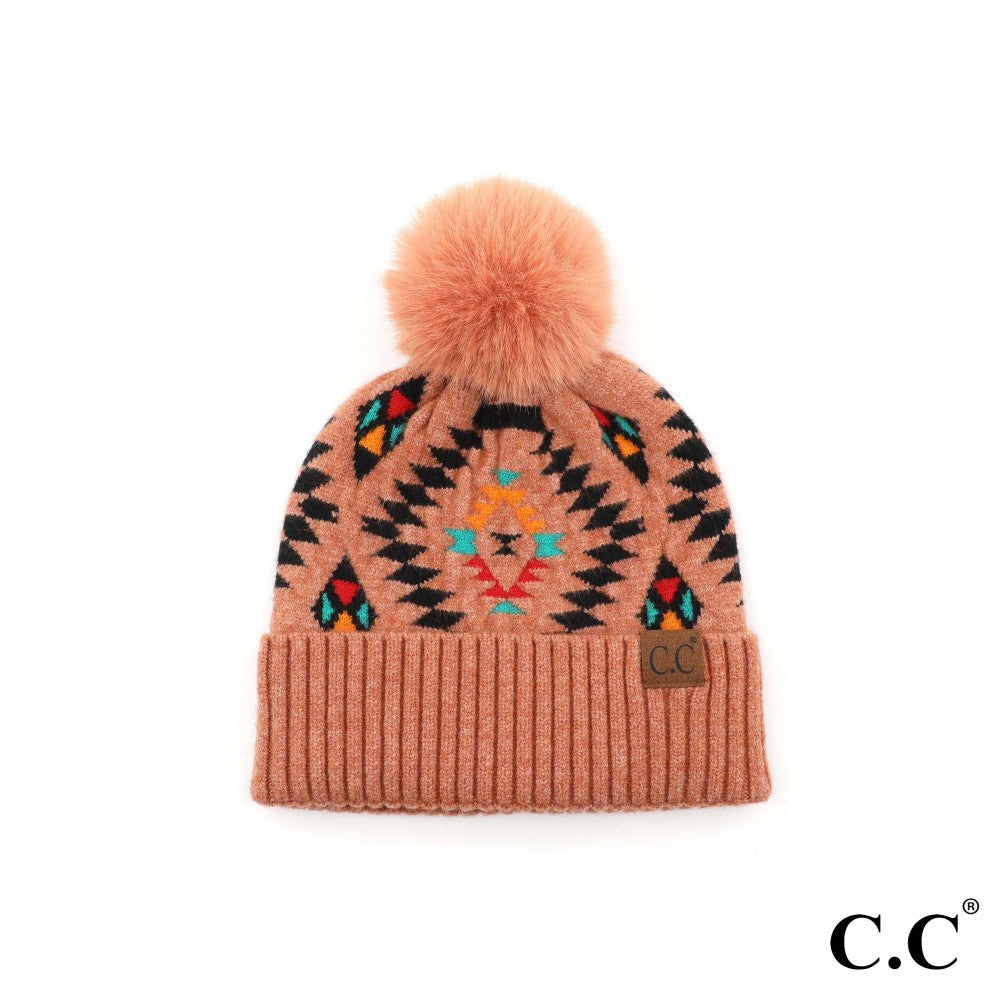 CC Aztec Pattern Pom Hat