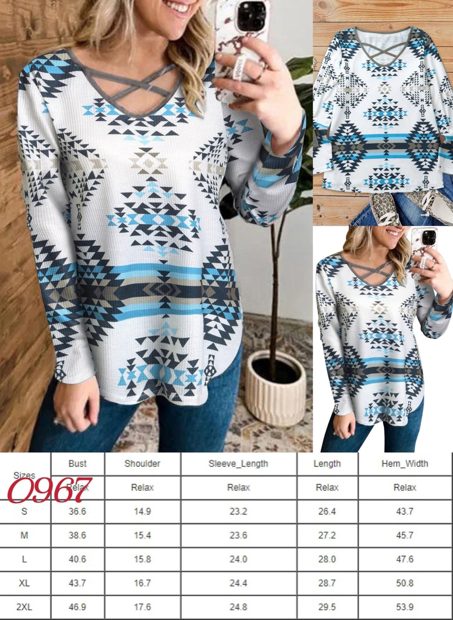 Blue Clear Sky Aztec Top