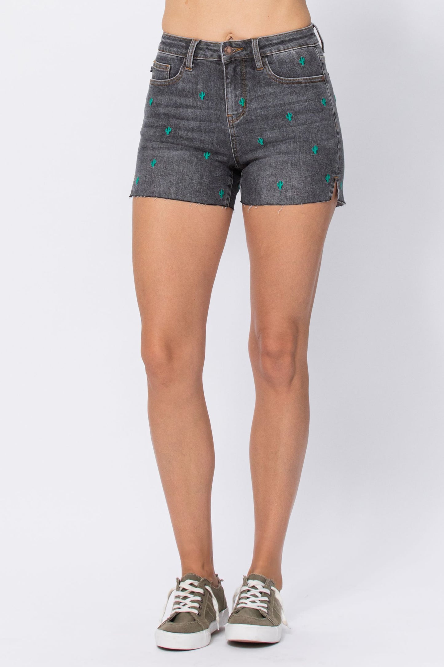 Don’t Be Pokey Cactus Embroidered Judy Blue Shorts