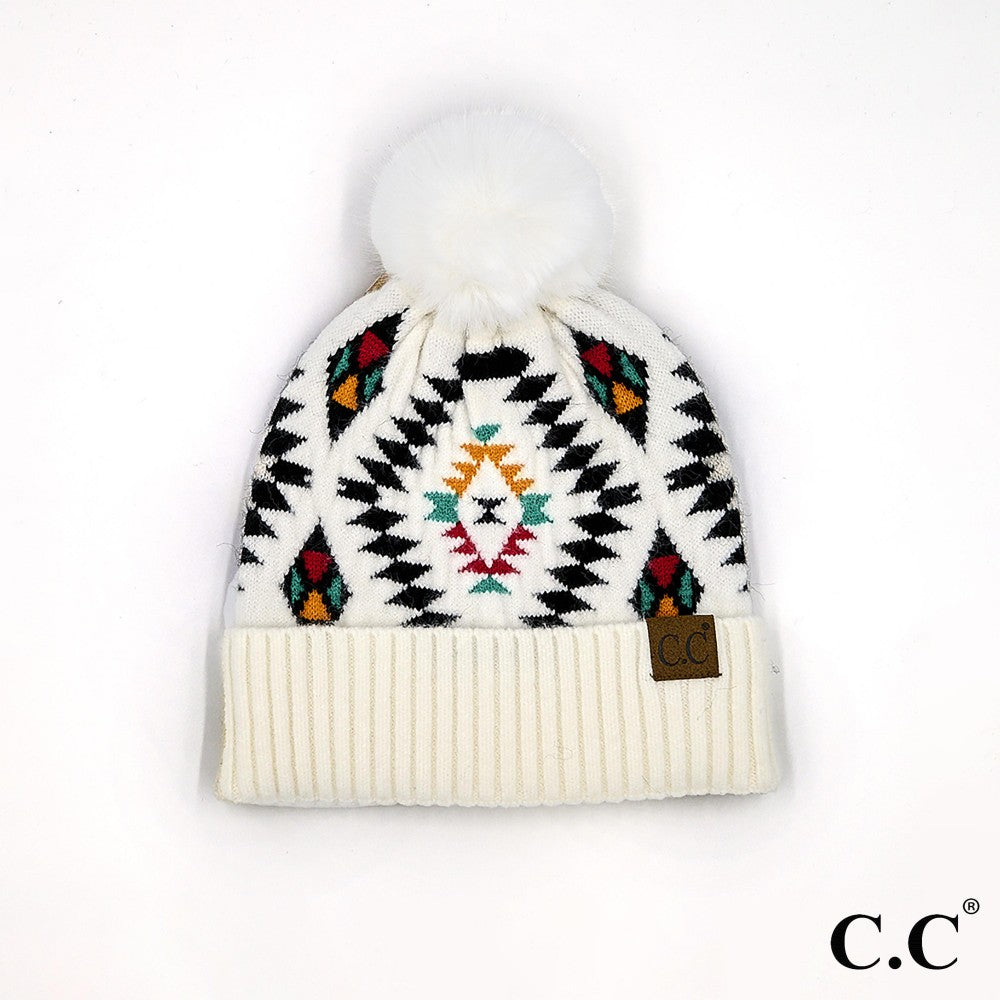 CC Aztec Pattern Pom Hat