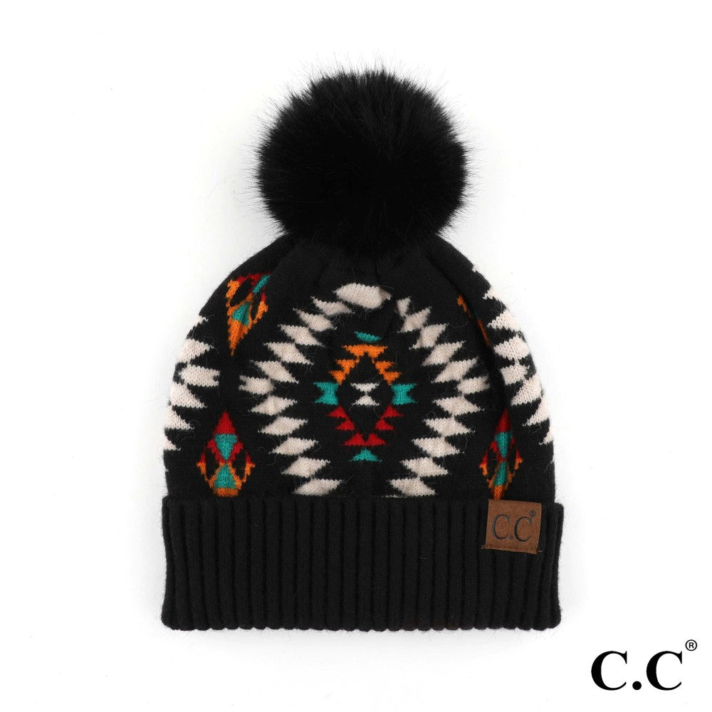 CC Aztec Pattern Pom Hat