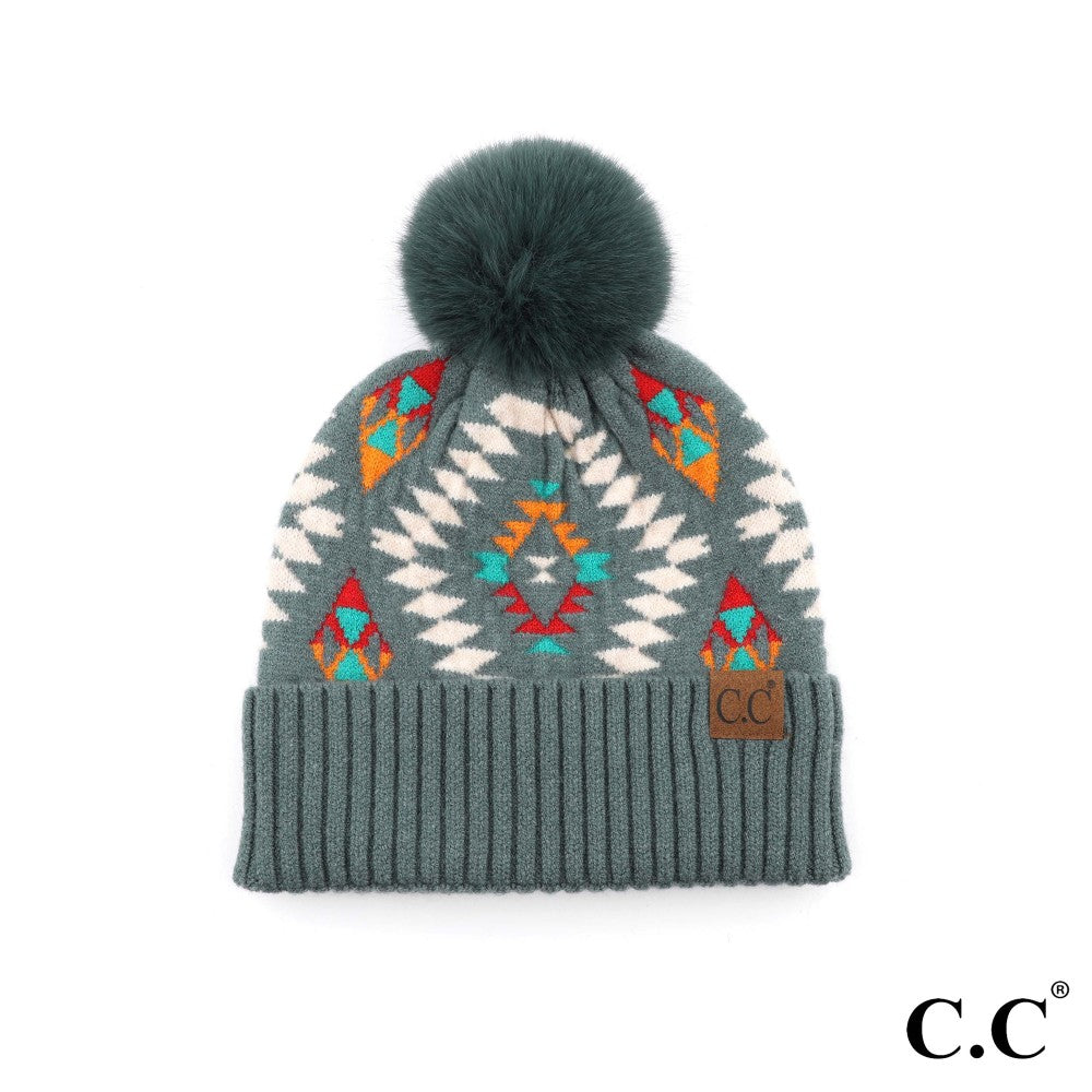 CC Aztec Pattern Pom Hat