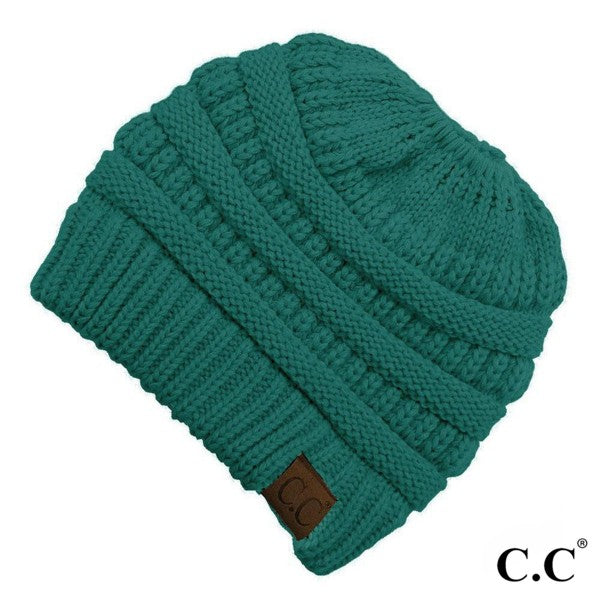 CC Solid Ribbed Pony Tail Hat