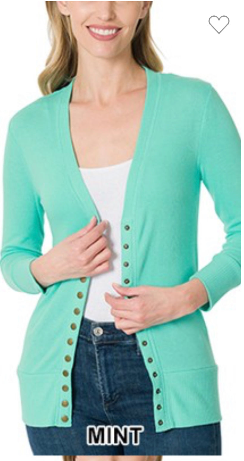 The 3/4 Sleeve Original Snap Cardigan